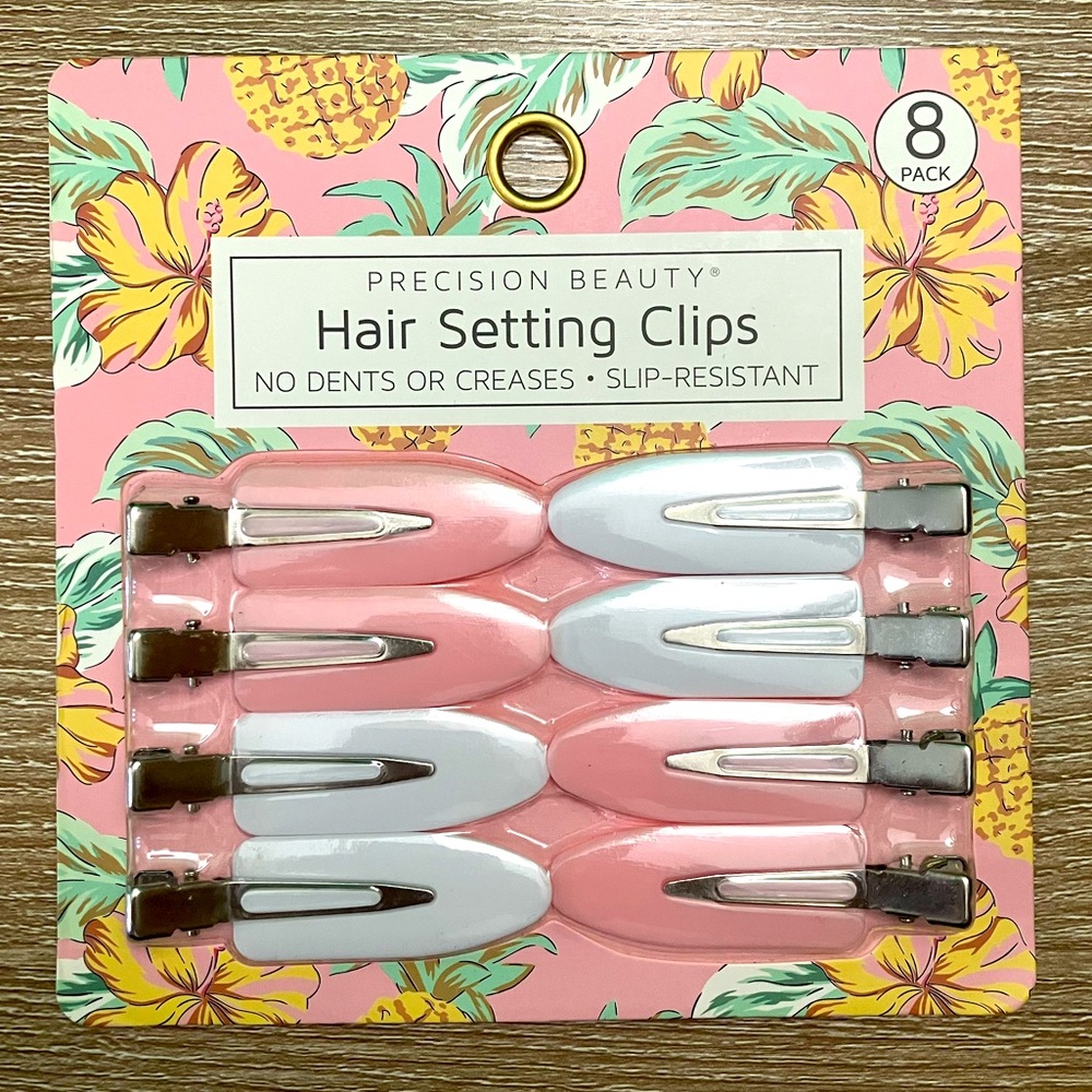 Precision Beauty Hair Setting Clips 8 Count Pink and White NWT